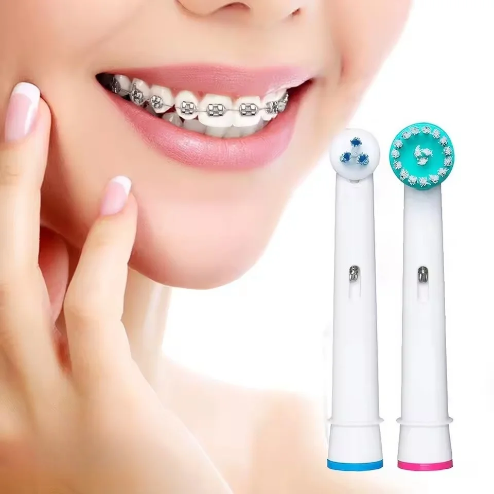 Kepala sikat gigi elektrik, kepala sikat gigi pengganti untuk OralB profesional Ortho & ujung daya kompatibel dengan ortodontik