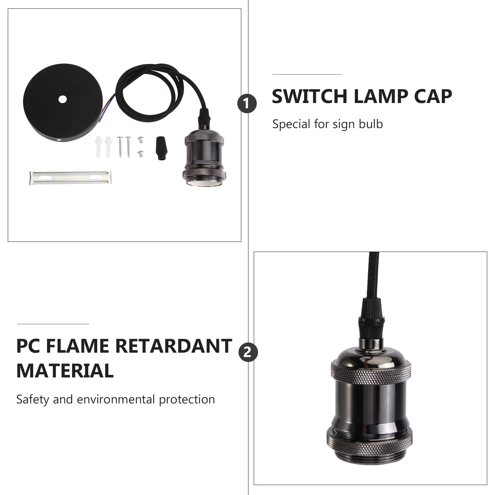 

Pendant Light Retro Chandelier Hanging Wire Bulb Holder Lamp Simple Socket Black Ceiling E27