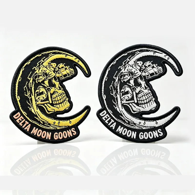 New Design Triangular Delta Crescent Skull Embroidery Armband for Individual Tactical Morale Outdoor Clothing Decoration Patches