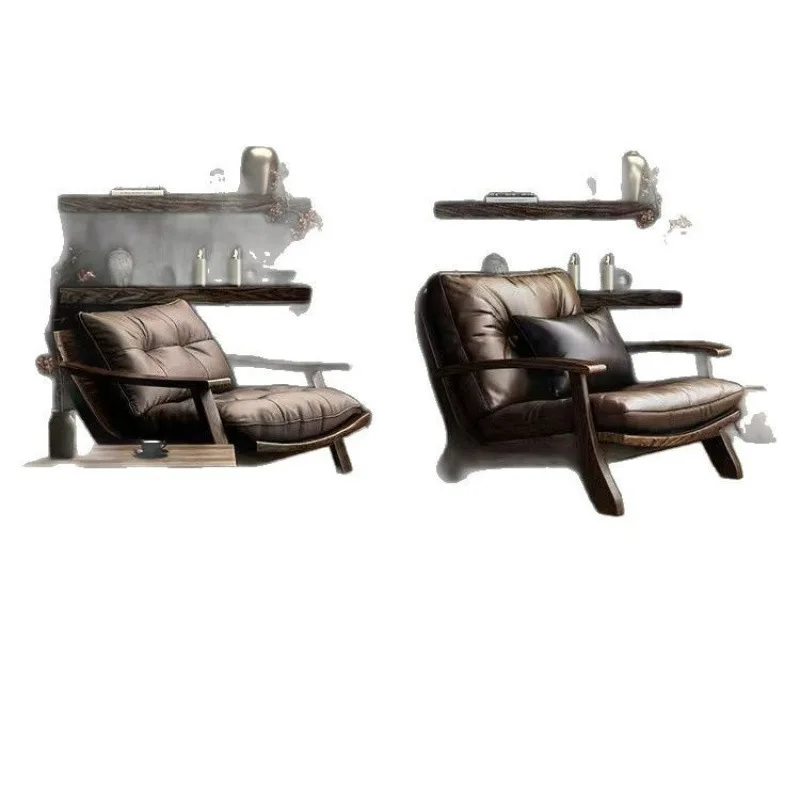 Leather single sofa chair designer tea chair book chair sitting sofa