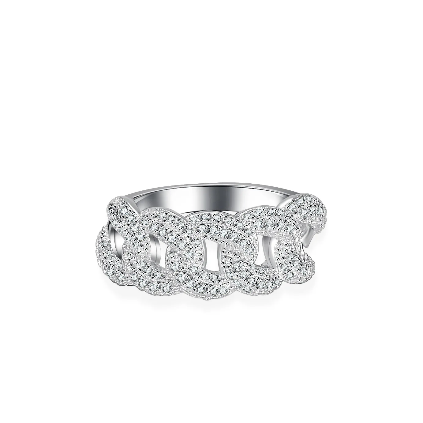 Cross Double Row Ring Women's Moissanite PT950 Platinum - Versatile cross design, platinum band, daily eye-catching piece