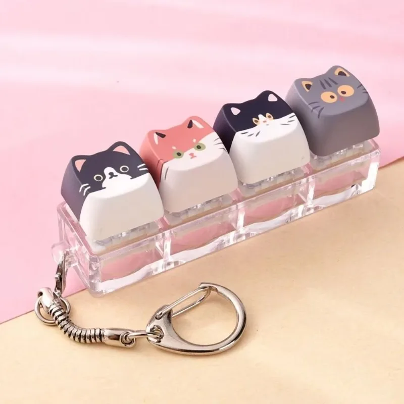 Kawaii Cat Fan Fingertip Keyboard Keychain Stress Reducing Design Creative Birthday Gift Decoration Pendant