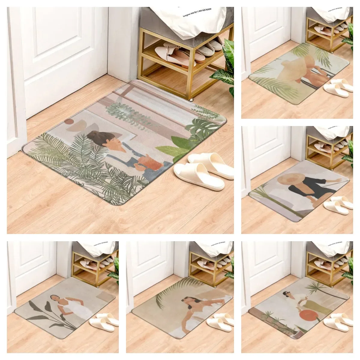 Felpudo de belleza de una mujer, pintura al óleo, alfombra lavable para cocina, decoración del hogar, sala de estar, mesita de noche, alfombra suave, alfombra de baño antideslizante