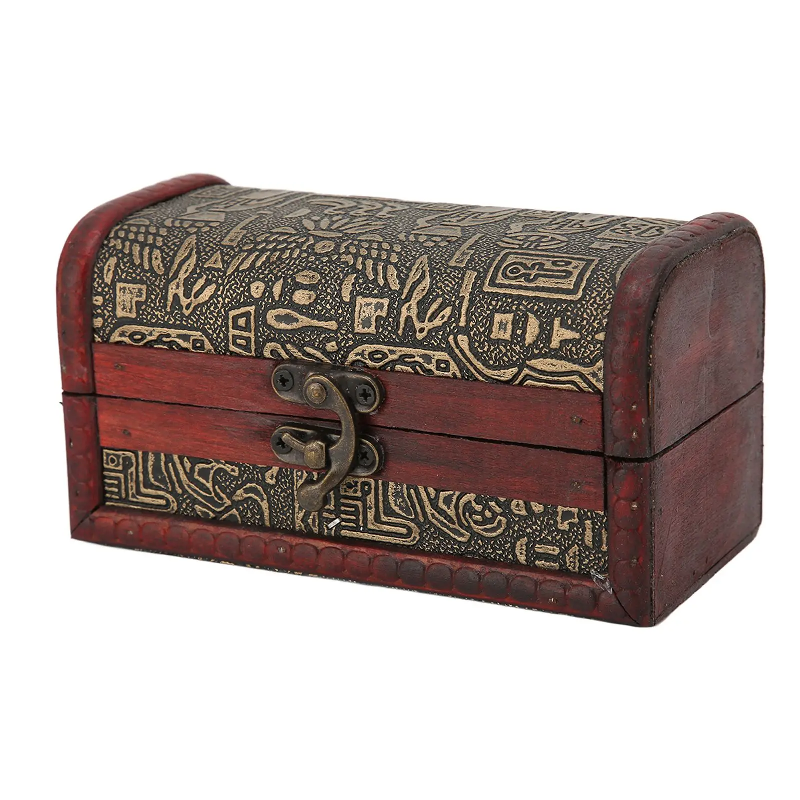 D2 Wooden Treasure Chest Retro Style Small Portable Exquisite Durable Wide Application Vintage Jewelry Box Travel Gadgets