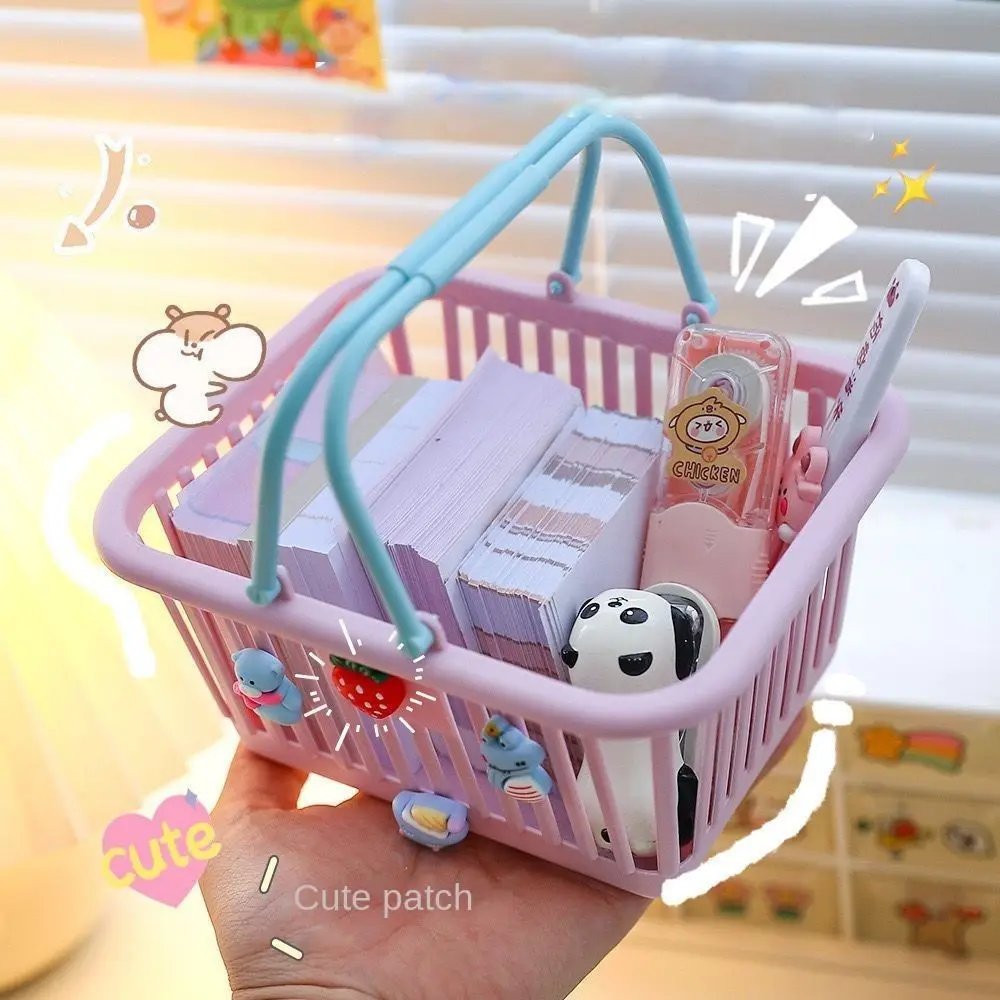 New Mini Desktop Storage Basket Sundries Storage Stationery Cosmetic Organizer Box Large Capacity Hand Basket