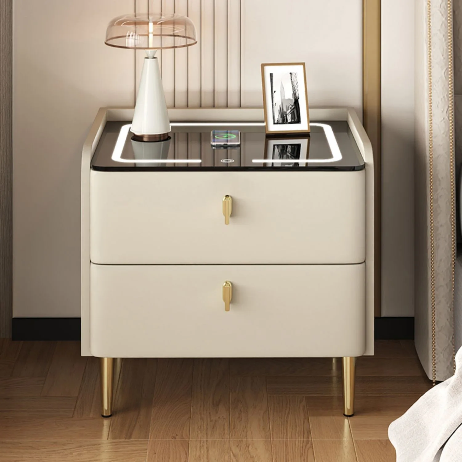 

Intelligent modern simple multi-function wireless charging household storage cabinet new high-end bedside table