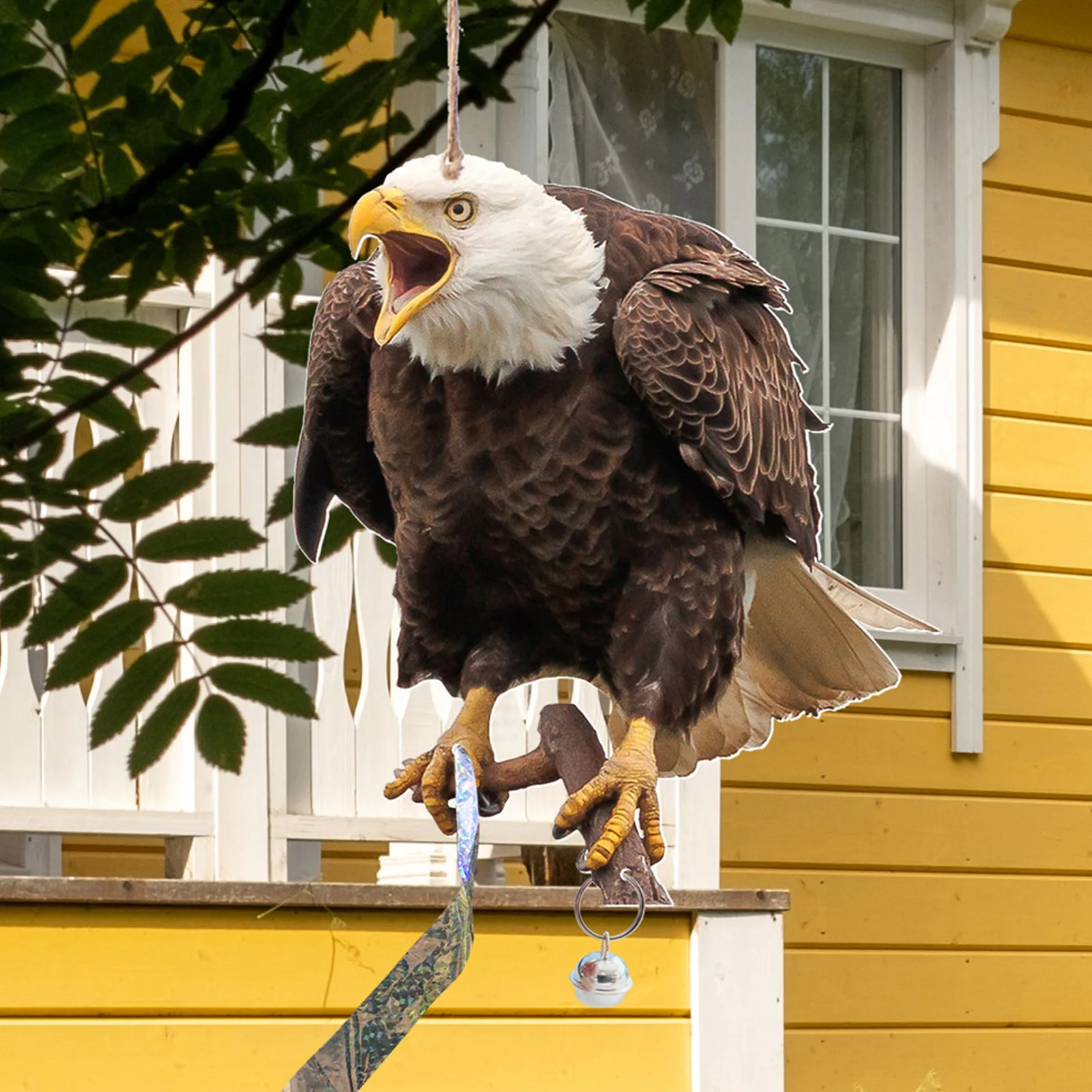 1pc Bald Eagle Ornament Alloy Material for Garden Yard Patio Hanging Bird Decor Outdoor Wall Art Home Decoration Durable