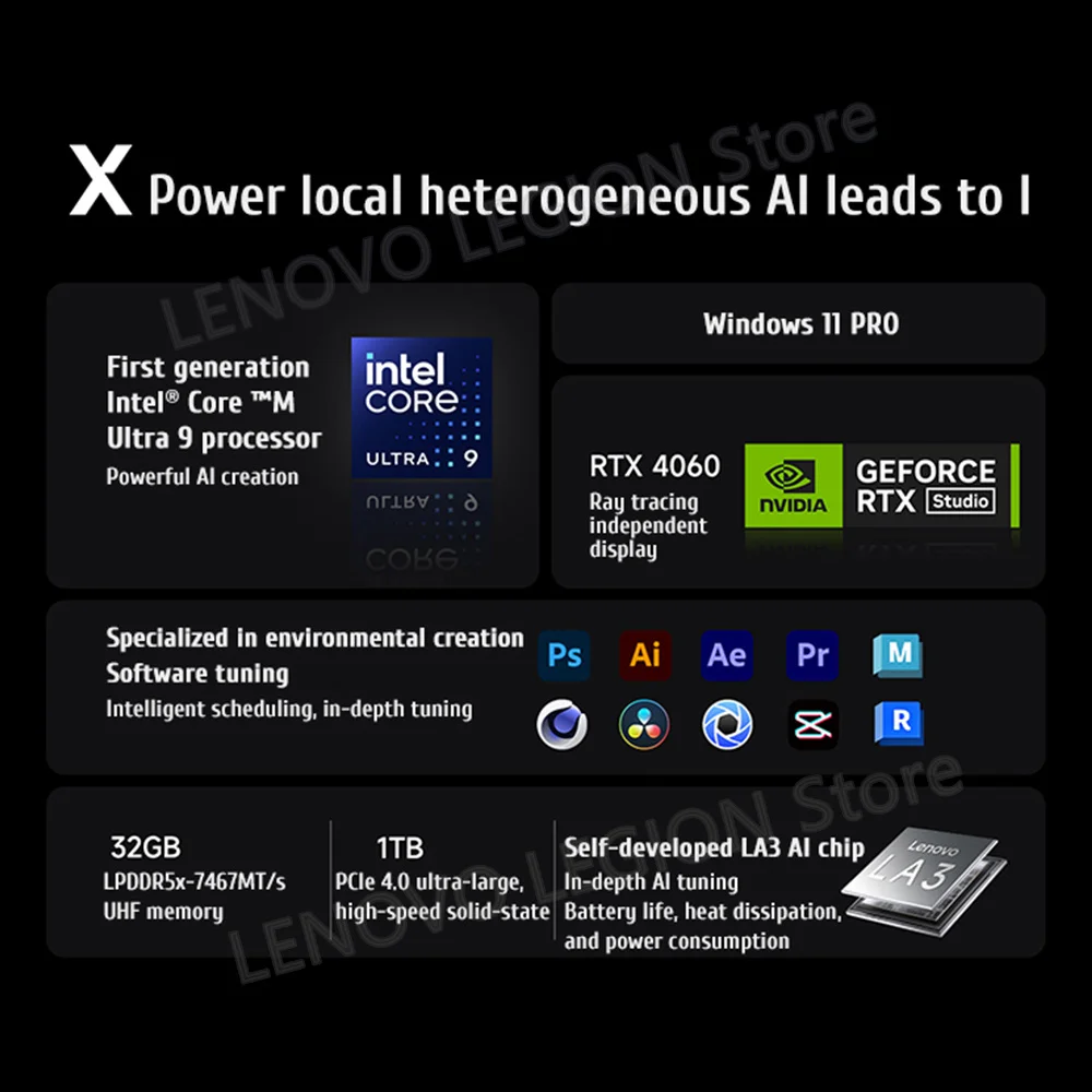 2024 레노버 요가 프로 16s AI 노트북, 인텔 울트라 9, 185H, 32GB, 1TB SSD, RTX 4060, 8G GPU, 16 인치, 165Hz, 100% P3 스크린 노트북, 신제품 PC