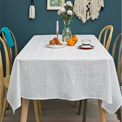 French embroidery white Cotton Tablecloth, Table Cover For  Home Kitchen Wedding Festival Dining Table Decoration Accessories