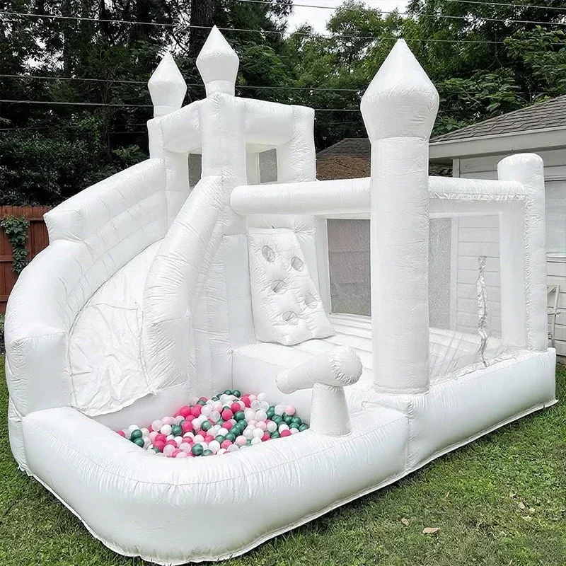 White Outdoor Inflatable Bouncer Castle with Blower Inflatable Toys Including Bounce House