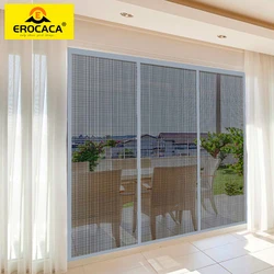 EROCACA Gray Magnetic Door Screen Mosquito Net Custom Size Curtain Fly Insect Anti-mosquito Invisible Mesh For Summer Indoor