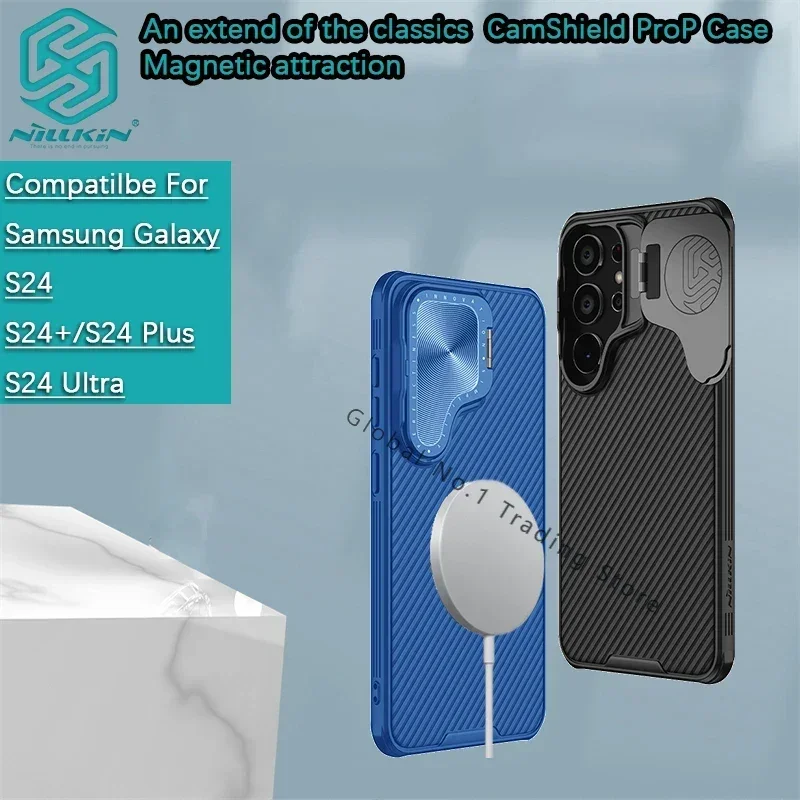 

NILLKIN For Samsung Galaxy S24 Ultra Case/S24/S24 Plus/S24+ 5G Lens cover bracket Magsafe phone case, magnetic protective cover