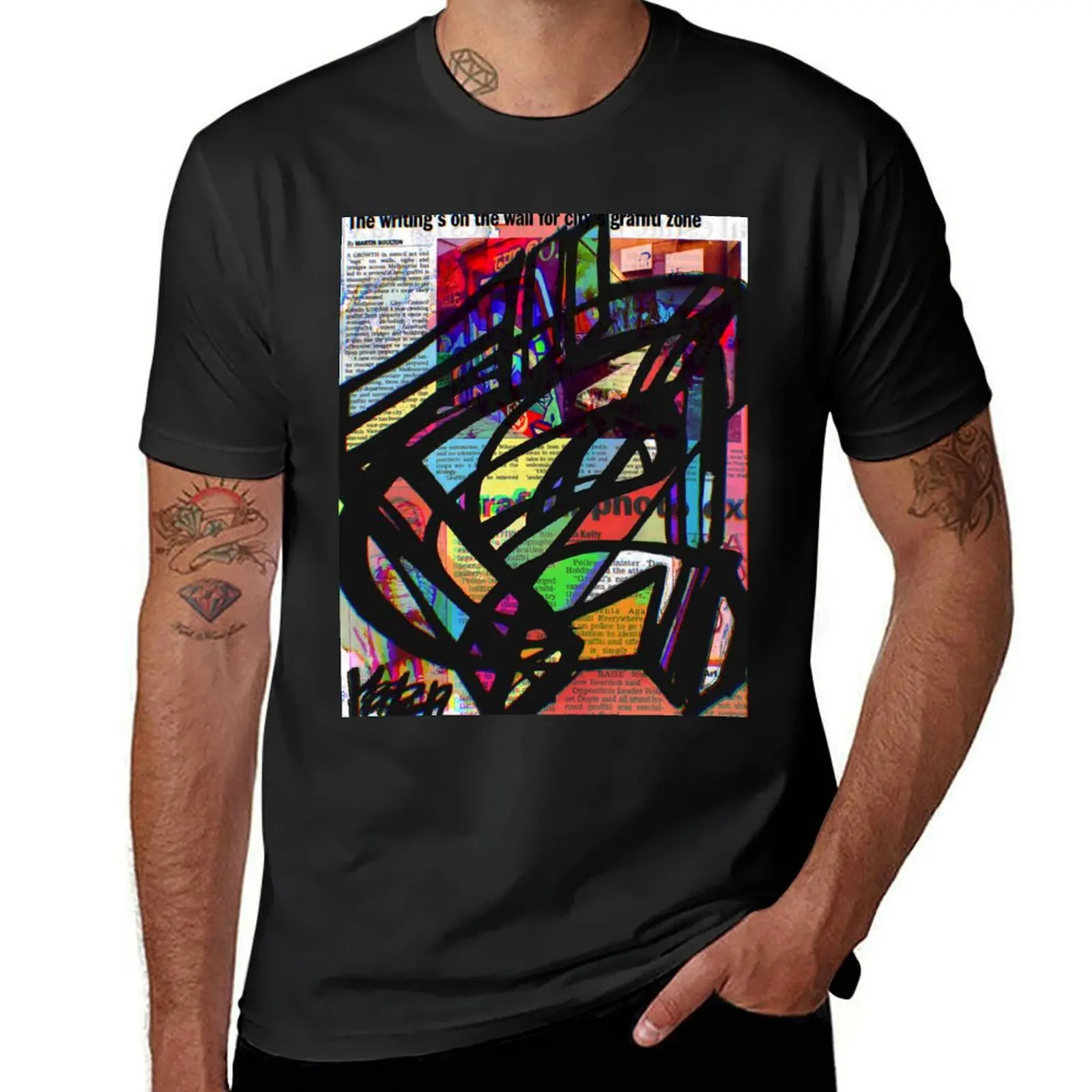 

Graffiti NewsKerLZ T-Shirt tees oversized t shirt blue lock funny meme t-shirts vintage t shirt men