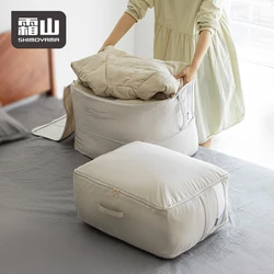 SHIMOYAMA Wardrobe Storage King/Queen Comforter Organizer Carrying Handles and Window Soft Canvas Storage Bags with Zipper