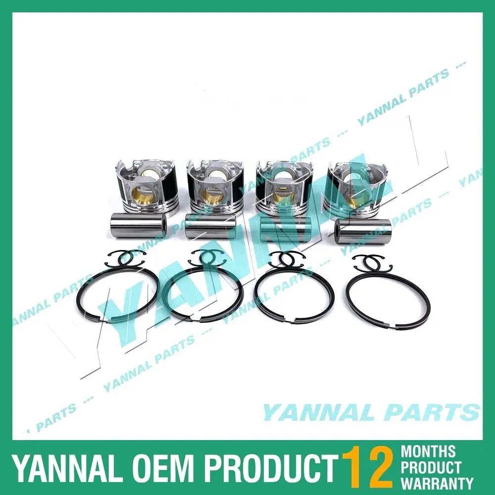 

New 4Pcs Oversize Piston With Piston Ring Standard Size For Yanmar 4TNE88 engine