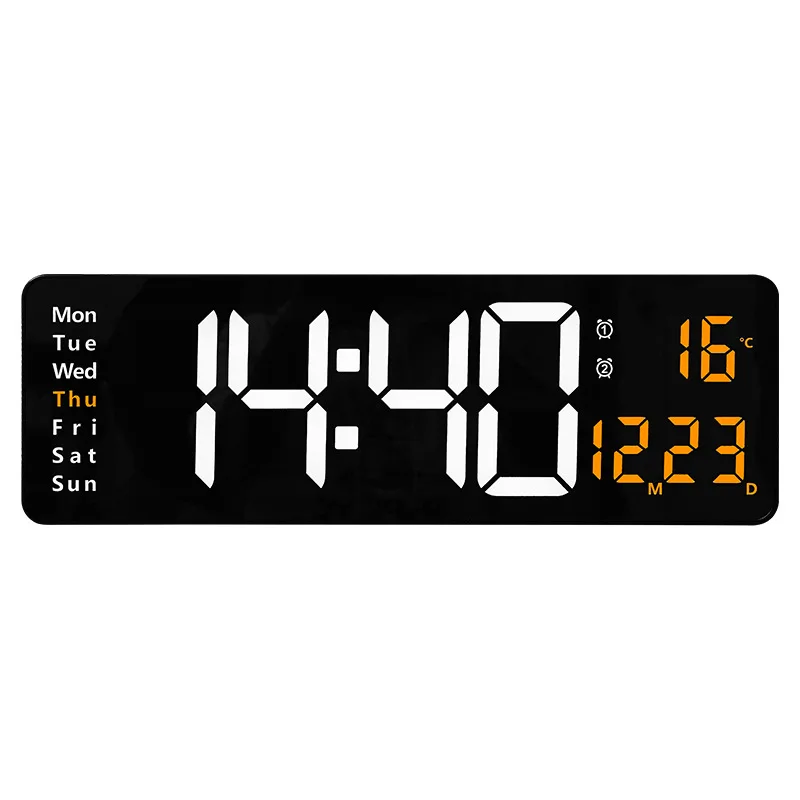 16-Inch Large Screen Function Display Clock Nordic Digital Clock Simple Living Room Wall Clock Led Wall