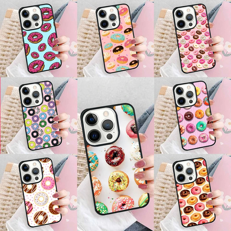 Candy Creamy Pink Donut Sprinkles Soft Phone Case Cover for iPhone 16 Promax 15 Pro 13 14 Plus 11 12 Mini XR XS MAX Coque