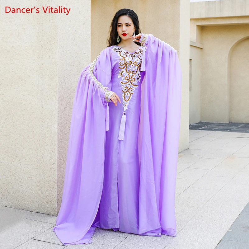 Belly Dance Performance Costume Robe Folk Hair Swing Robe Khaleegy Haligi Competition Team Uniform Oriental Dance Clothing Dress