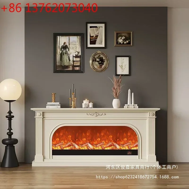 2026 European entrance fireplace cabinet American living room simulation fire fireplace TV cabinet