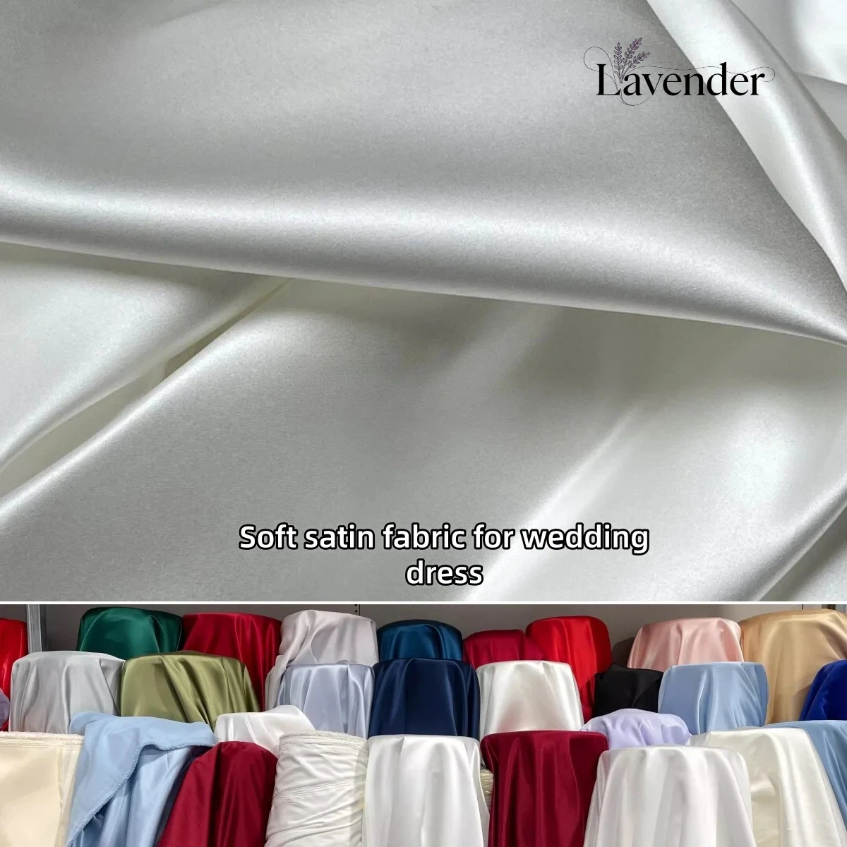 White High Grade Solid Color Soft Satin Cotton Fabric Designer Thick Satin Material for Wedding Dresses  Evening Gowns