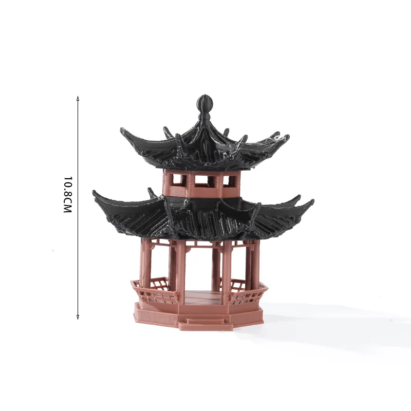 ชุดโมเดลศาลาจีนโบราณทรงแปดเหลี่ยมและหกเหลี่ยมขนาดจิ๋วสำหรับตกแต่งตู้ปลา ตกแต่งภูมิทัศน์อาคารโบราณ