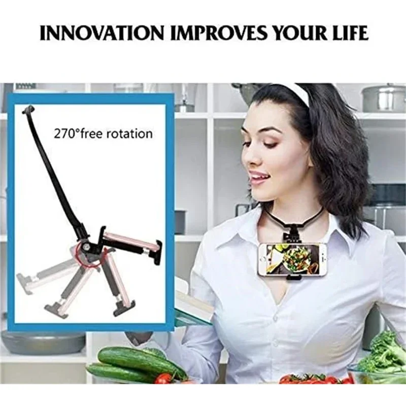 Hands Free Wearable Neck Phone Stand Universal Hanging Tripod for IPhone 15 Pro Max Samsung GoPro Go Pro Selfie Stick Monopod