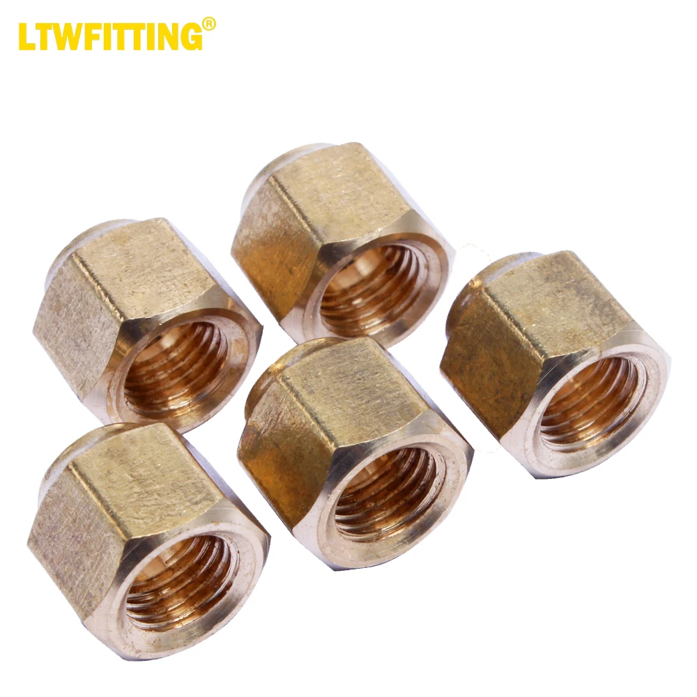 

LTWFITTING Brass 1/4" OD Flare Short Forged Nut ,Brass Flare Tube Fitting(Pack of 5)