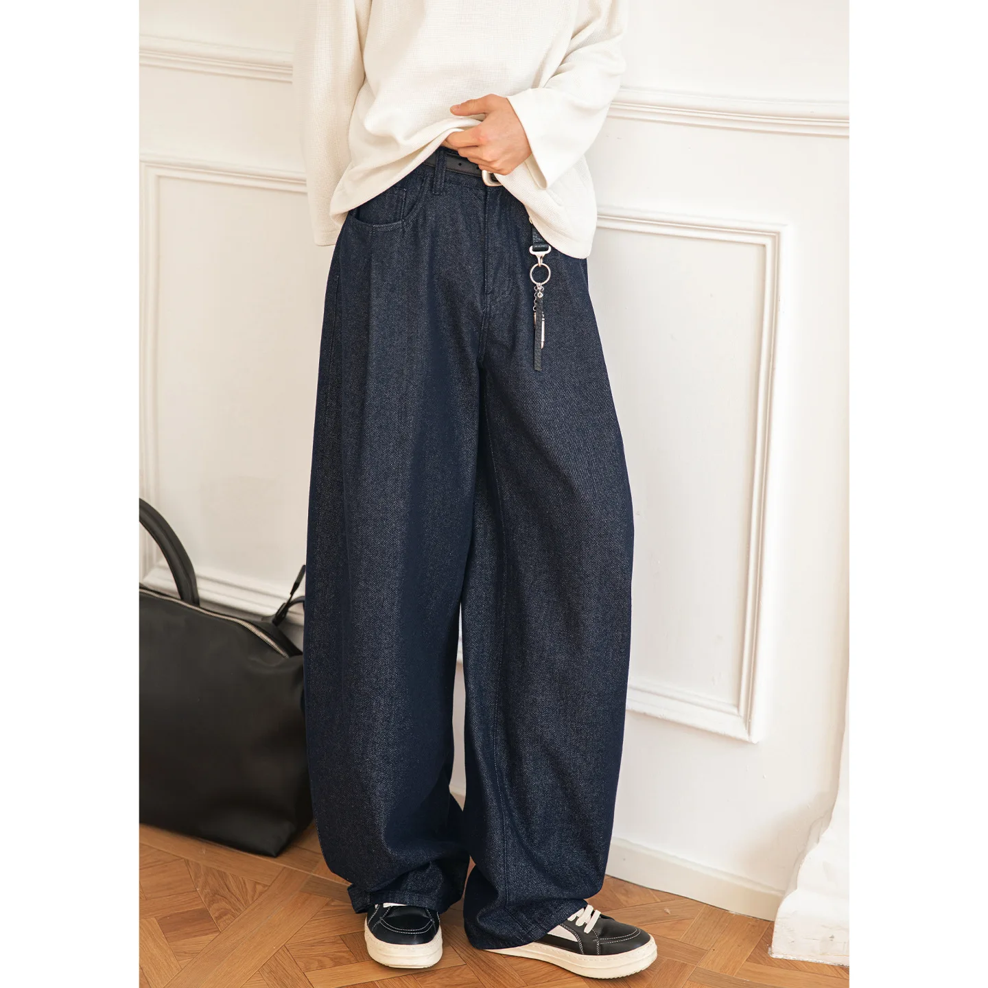 TFETTERS 2026 New Arrival Men's American Retro Raw Jeans Pleated Velcro Cuffs Oversized Baggy Spring Denim Trousers For Man
