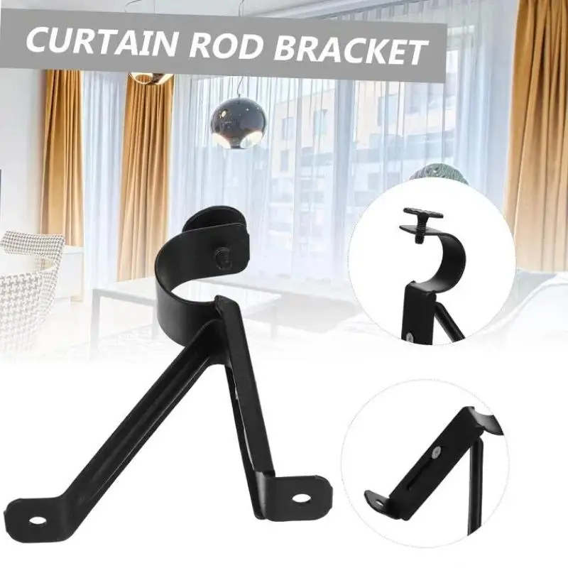 Heavy Duty Metal Curtain Rod Brackets With Adjustable Design Black Gold Finishes For Home Bedroom Window Use