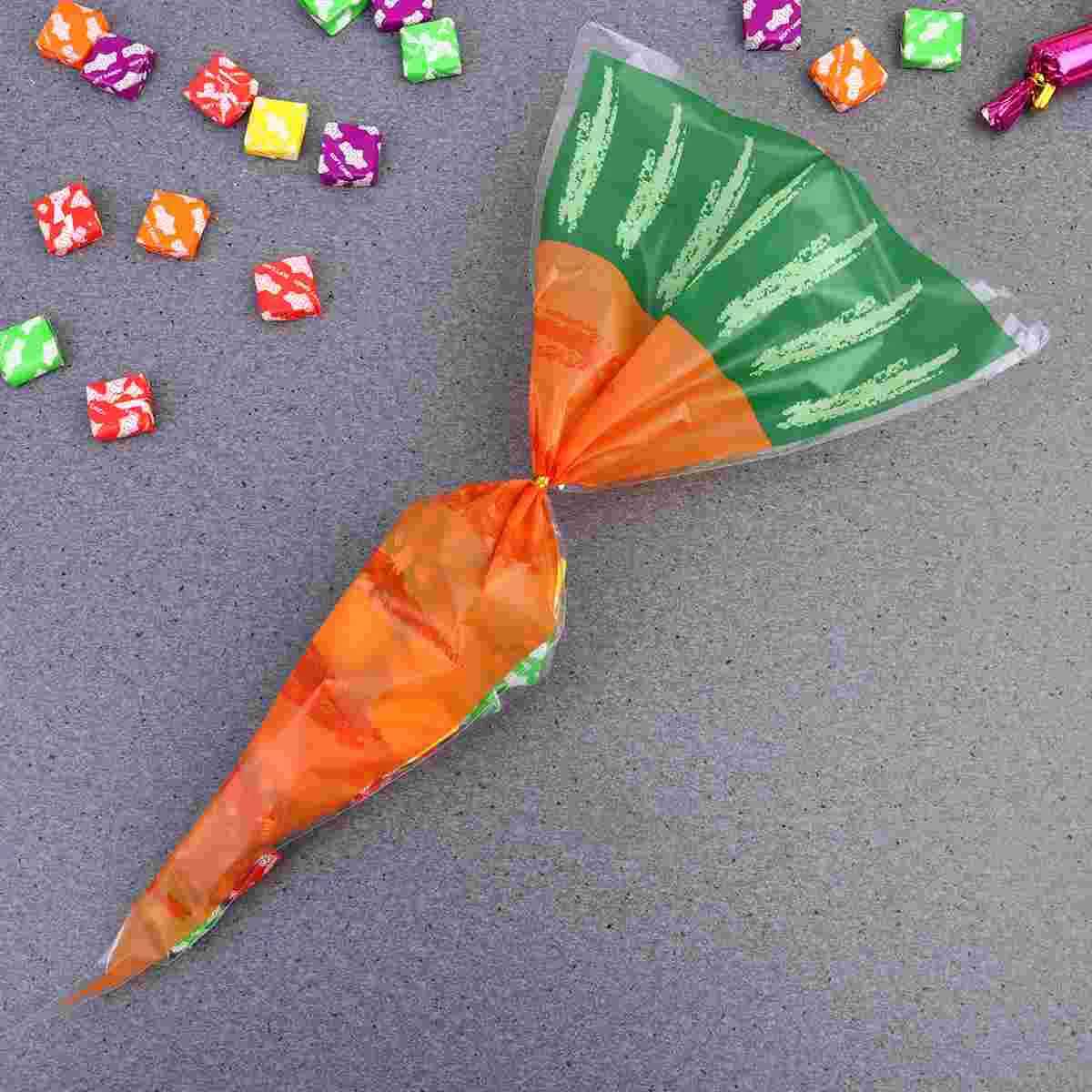 150 Pcs Vivid Carrot Pattern Candies for Kids Candy Bag Gift Personality Triangle Treat Bags Food Packaging Storage