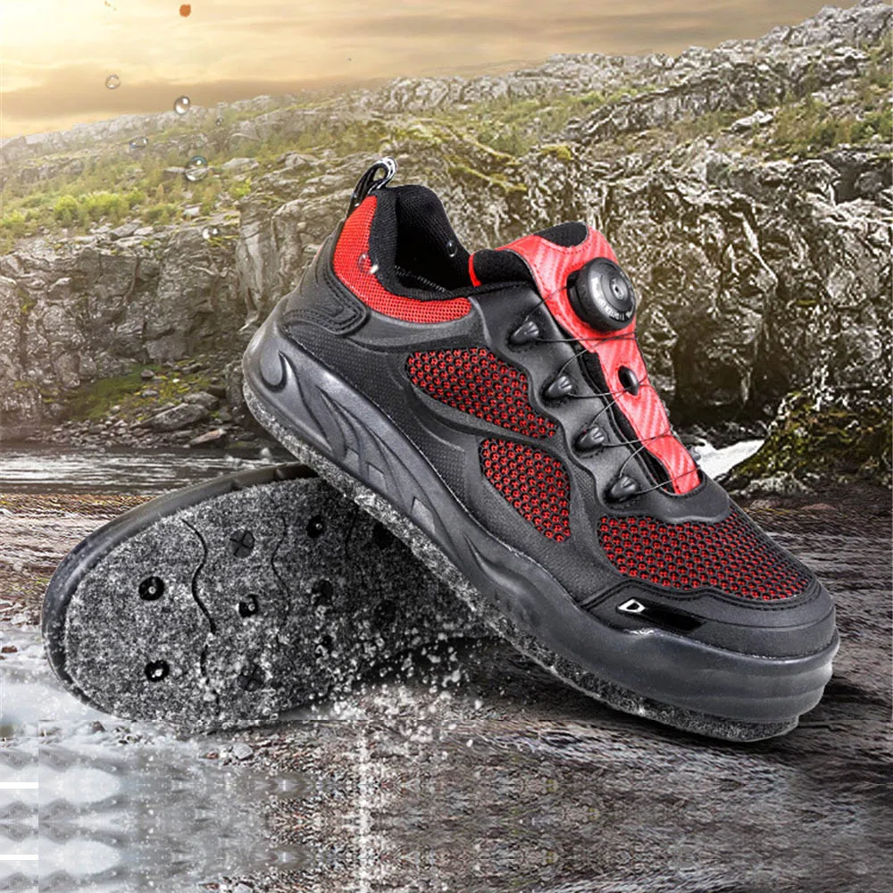 

Removable Felt Sole Self-lock Hunting Fishing Shoes Rock Felt Sole With Nails Fishing Waders Mesh Fabric Aqua Boots