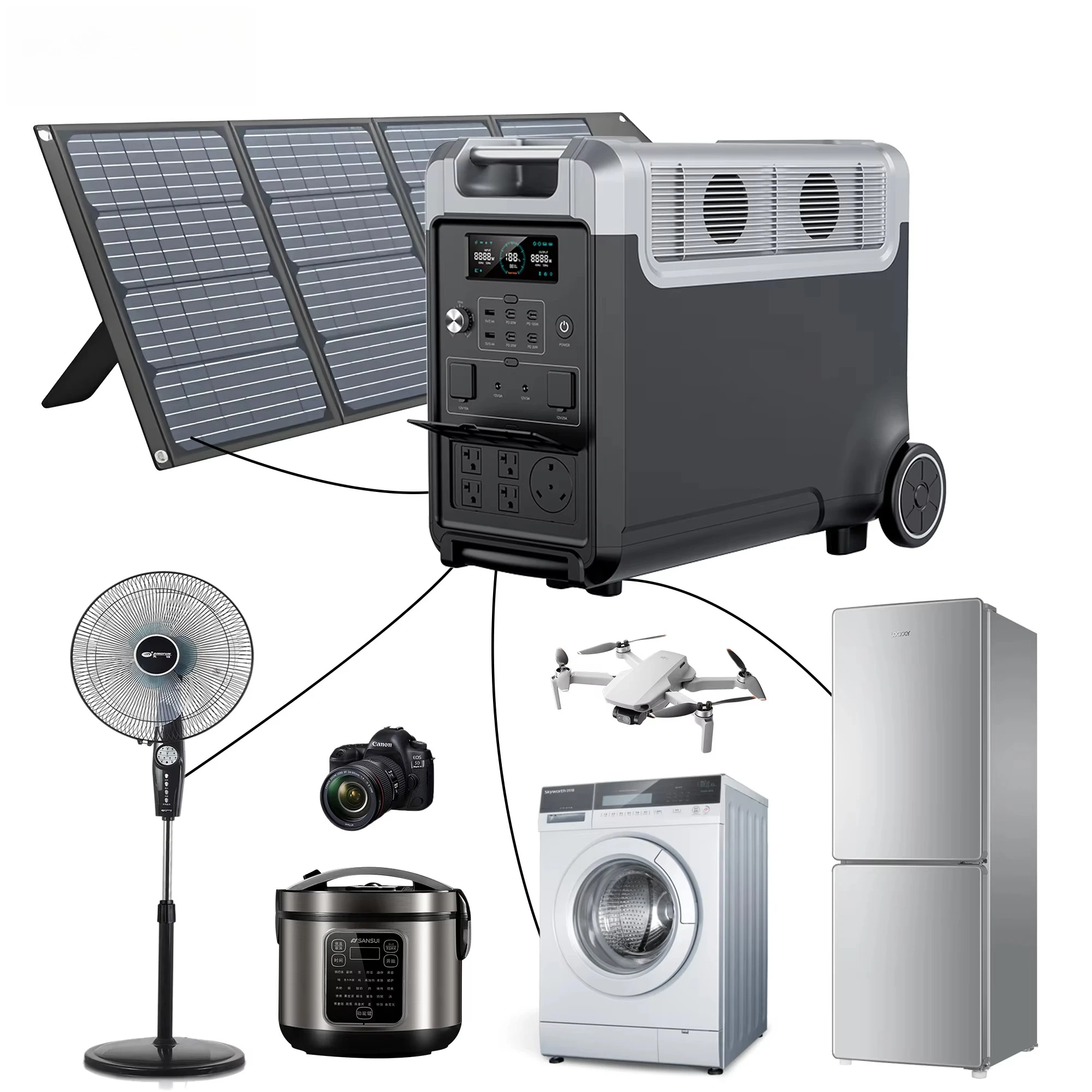 3840WH Camping Emergency Backup 3600w LiFepo4 Battery Solar Generator Home Energy Storage Portable Power Station