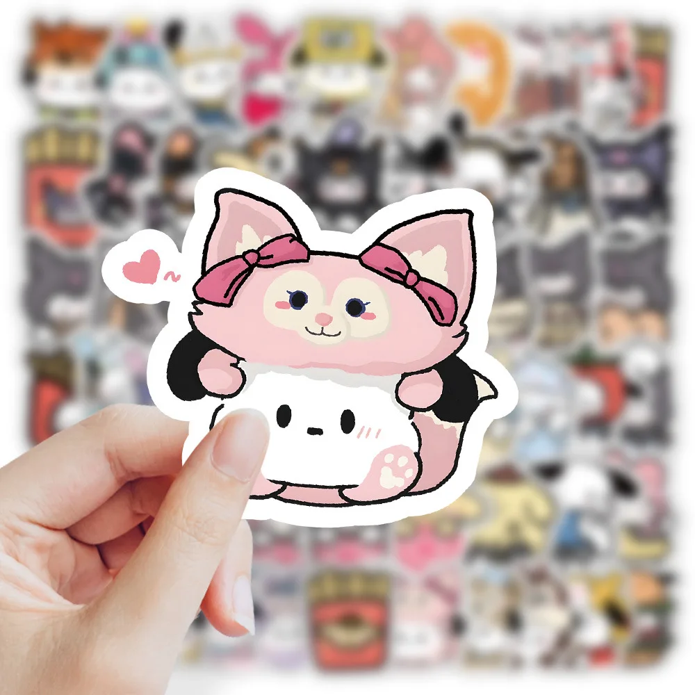 Sanrio Hello Kitty adesivos impermeáveis para crianças, decalques para laptop, telefone, scrapbook, carro, estético dos desenhos animados adesivos brinquedos, quente, 10 pcs, 30 pcs, 60pcs