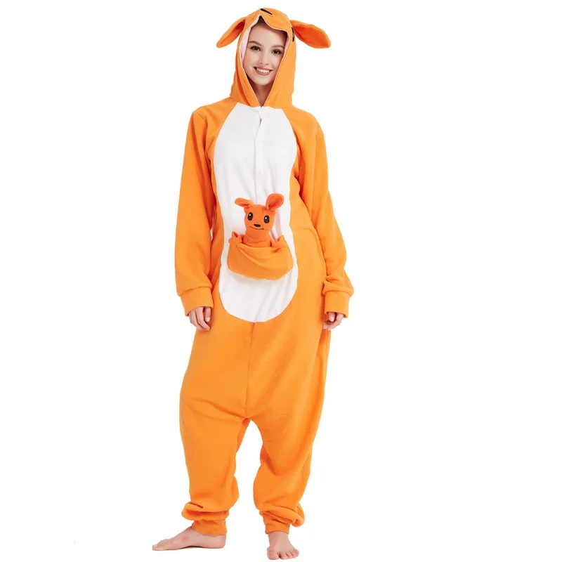 Women pajamas kangaroo Kigurumi men onesie adult fleece anime couple one-piece sleepwear Christmas cosplay costume whole clothes