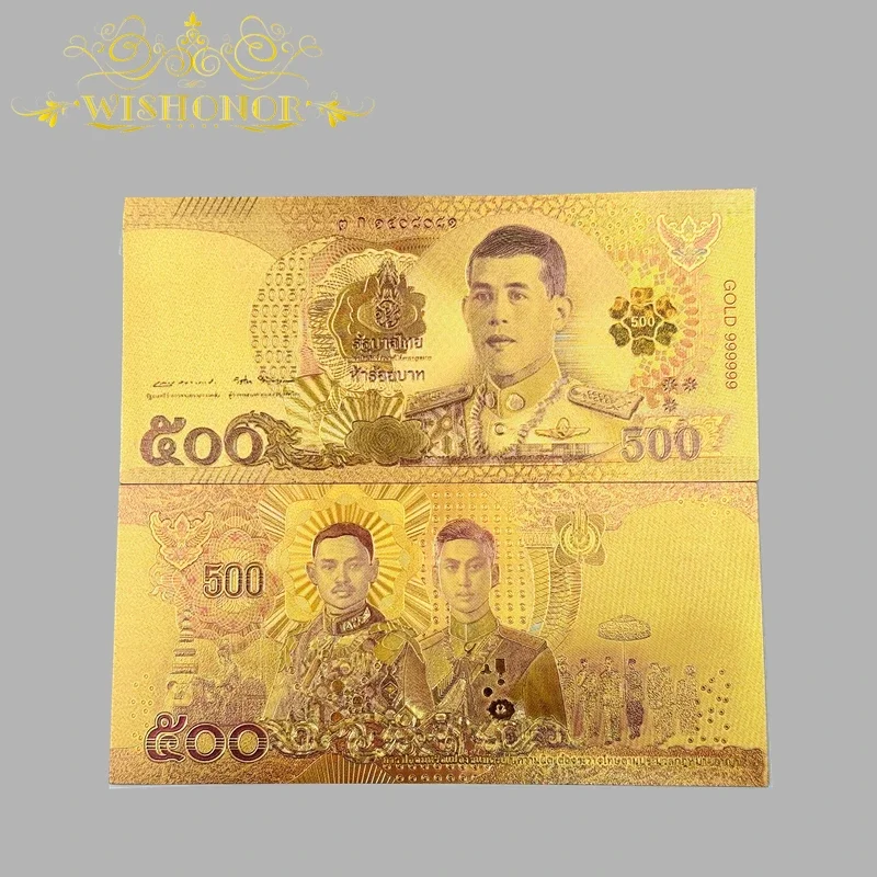 10pcs/lot New Colored Thaildand Banknote Thai Baht in 24k Gold Plated For Collection