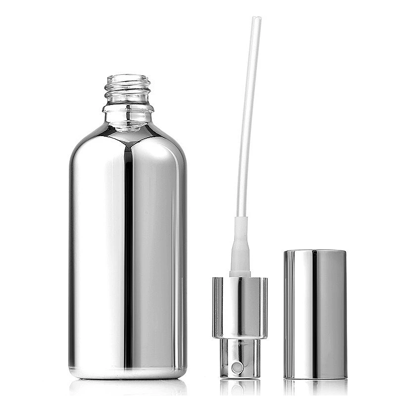 5-100ml Silver Electroplated Glass Perfume Bottle Leak-Proof, Portable Refillable Container for Essential Oil & Lotion Samples