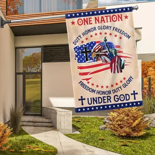 Patriot Eagle One Nation Under God Duty Honor Glory Freedom Flag Graden Flag ZZO