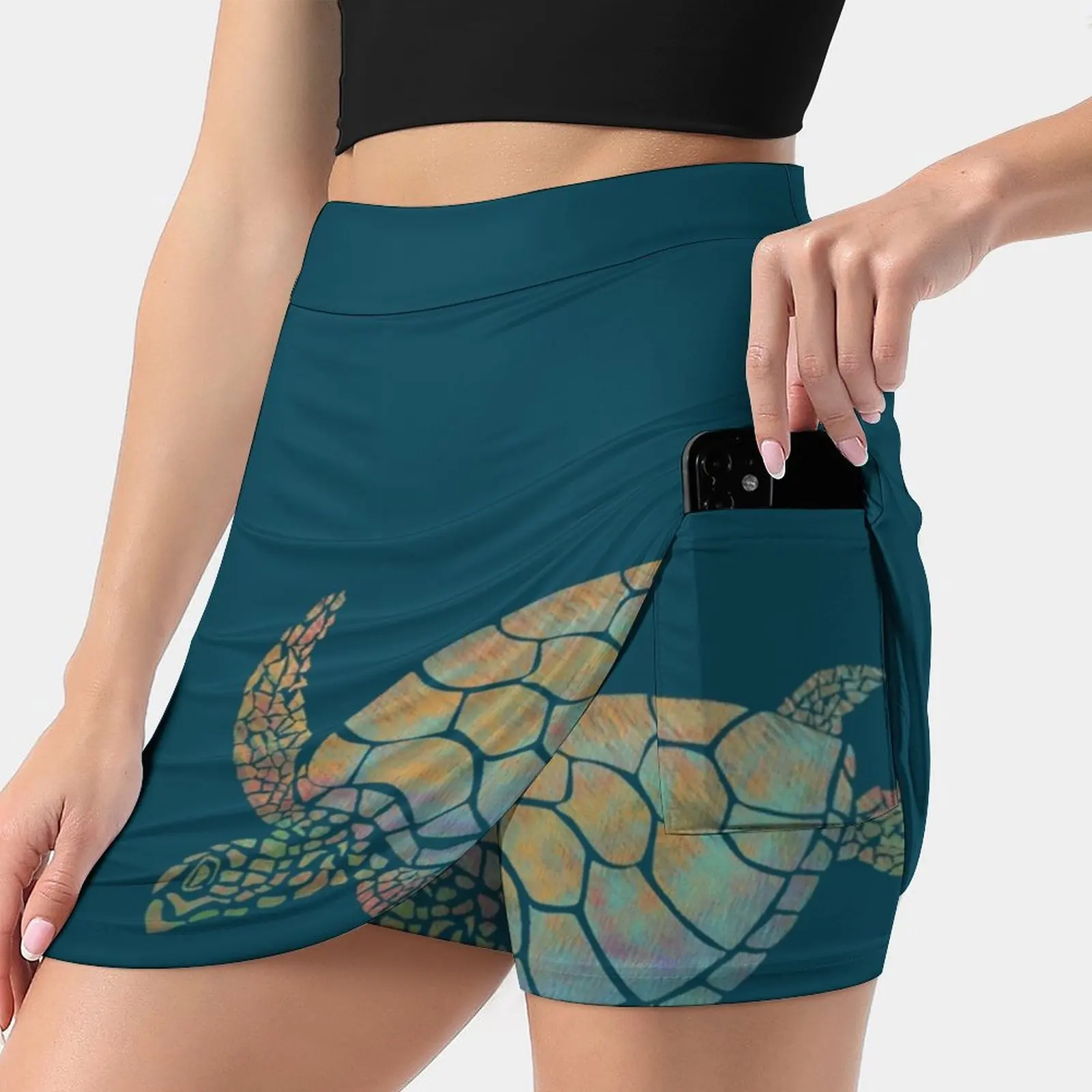 Sea Turtle Women's skirt With Hide Pocket Tennis Skirt Golf Skirts Badminton Skirts Running skirts Sea Turtle Turtle Sea Ocean