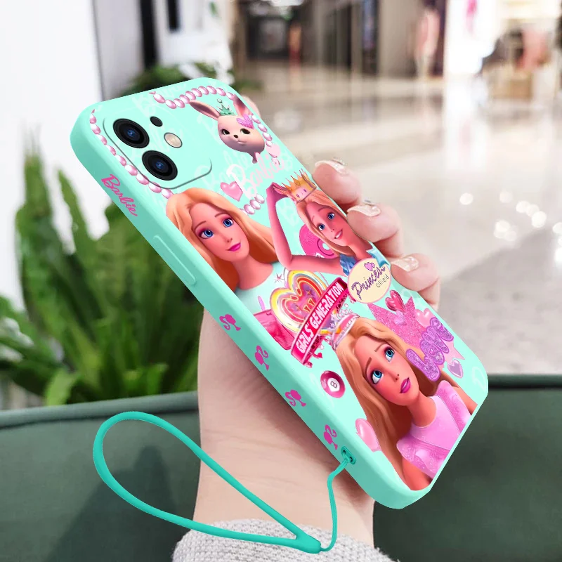 Cute Pink Doll Phone Case For iPhone 15 14 13 12 11 Pro Max Mini X XR XSMAX SE 8 7 6S Plus Soft Barbies Liquid Silicone Cover