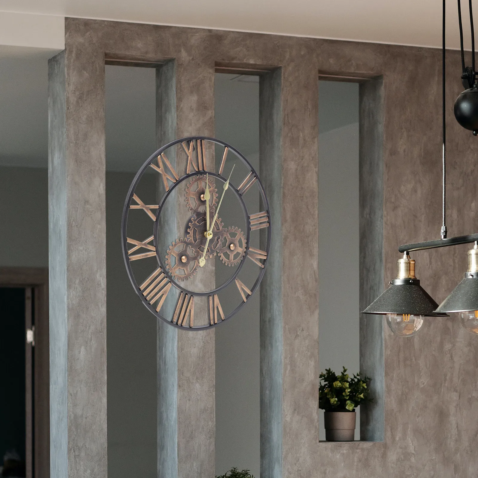 

1pc Round Metal Wrought Wall Clock Decorative Hanging Clock For Living Room Bedroom Office Hotel Industrial Style Simple Retro