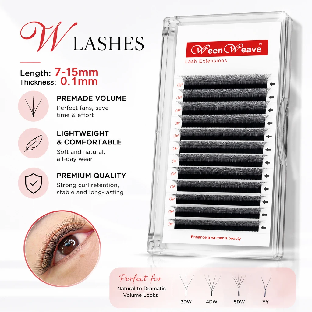 WeenWeave 0.10mm YY 3d 4d 5d W Eyelashes Extensions Premade Volume Fans ресницы для наращиван
