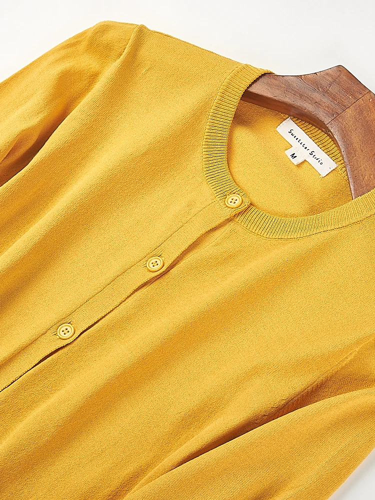 حصيرة اليابانية Sle اللون جولة Ne محبوك سترة مفتوحة المرأة H8543 ربيع الخريف زر واحد سترة o...