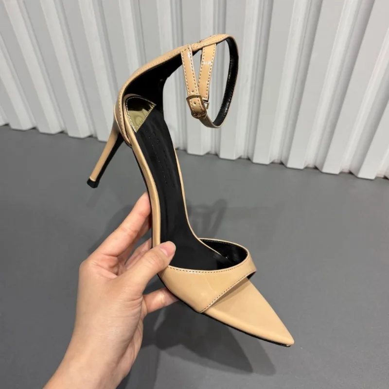 

Sharp pointed high heels, 2025 summer new style, fish mouth cool drag, simple open toe straight strap sandals, women's slim heel