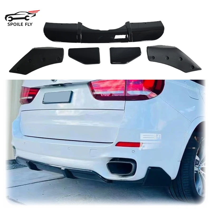 

4PCS 2014 2015 2016 2017 2018 For BMW X5 F15 M Sport MP Style Car Rear Bumper Lip Diffuser Spoiler Splitter Cover Body Kit ABS
