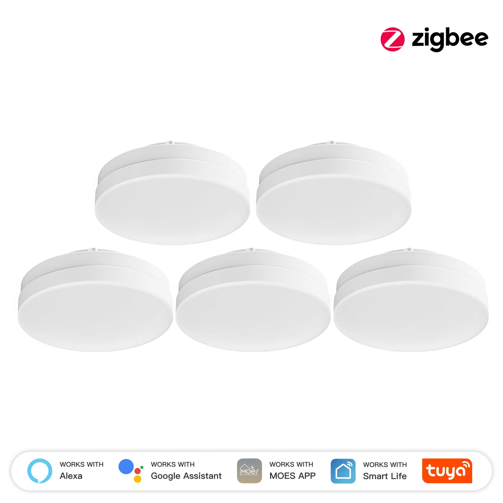 MOES Tuya ZigBee Smart LED Lampe GX53 Farbwechsel Dimmbare Glühbirne Musik Sync Restaurant Schrank Arbeit Mit Alexa Google Hause