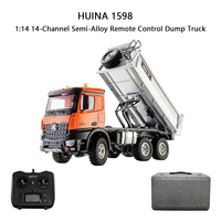 HUINA 1598 RTR RC Truck 1/14 14CH Alloy Remote Control Dump Truck 6WD Electric Engineering Transport Vehicle Model Boys Gift