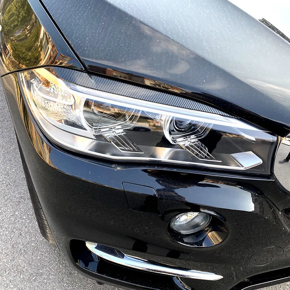 

Front Headlight Cover Head Light Lamp Eyelid Eyebrow Trim ABS For BMW X5 X6 F15 F16 2014-2018