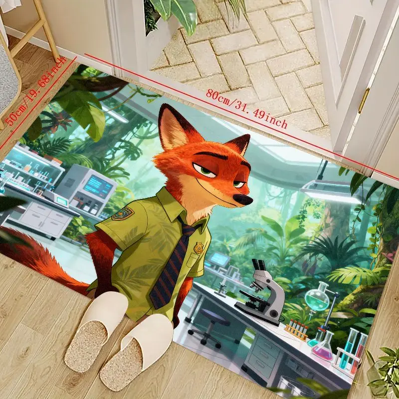 

1 шт. Зоотопия Ник Уайльд мультфильм лиса аниме персонаж напольный коврик, униформа умного ученый тропическая лабораторная сцена коврик (прибл. 50x