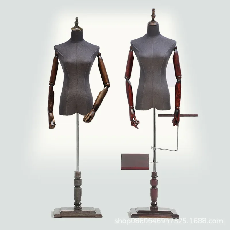 Women's clothing model shelf display clothing store black female model props half-body suit model platform