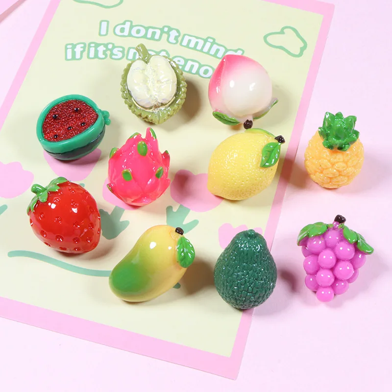 Kawaii Simulation Watermelon Lemon Avocado Strawberry 3D Fruits Resin Cabochon  DIY Jewelry Charms Dollhouse Accessories